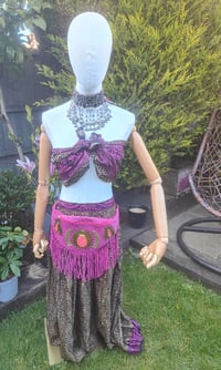 Image 2 of Dolly Bum bag suede fringe tassels HOT PINK and Moroccan Stone