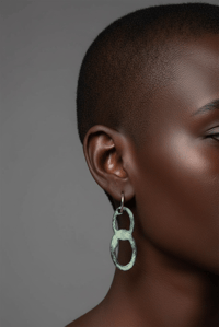 Image 2 of Sterling Silver and Mint Green Black Enamel Quay Chain Earrings