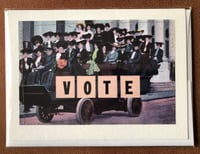 Blank Greeting Card VOTE Wagon Full Of Suffragettes