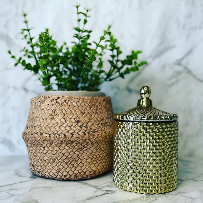 Geo Raindrop Glass Candle 340g - GOLD  **ONLY 4 AVAILABLE**