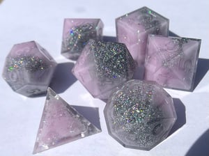 Image of Glitter and pink (finished to order) 7-Piece TTRPG Dice Set 