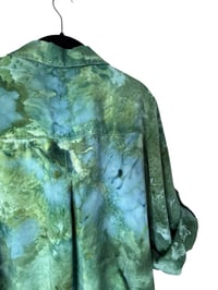 Image 6 of ♻️ UPCYCLED L Ladies Woven Top in Verdant Watercolor Ice Dye