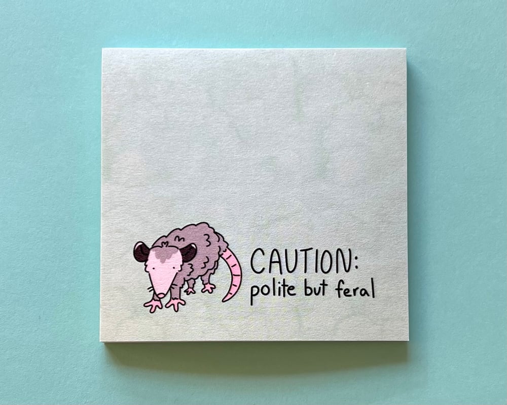 Image of Polite but feral possum sticky notes