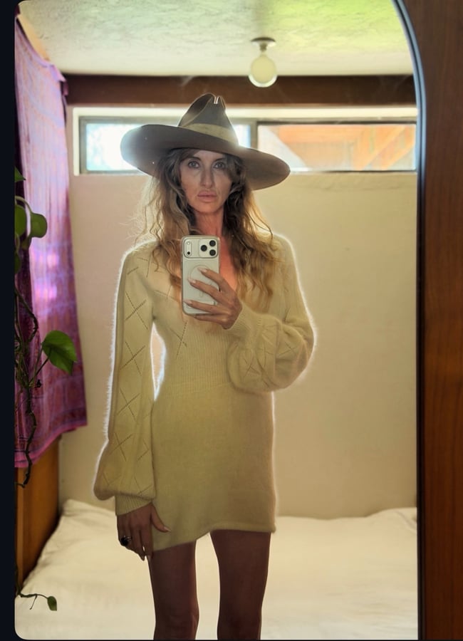 1960s white angora mini knit dress jane birkin poet sleeve 