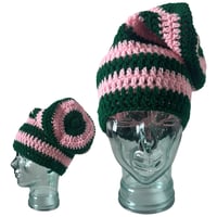 Image 3 of Green and Pink Slouchy Beanie
