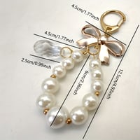 Image 10 of Elegant Bow Pearl Keychain with Crystal Drops - Perfect Gift for Her - Valentine's Day or Anytime - 
