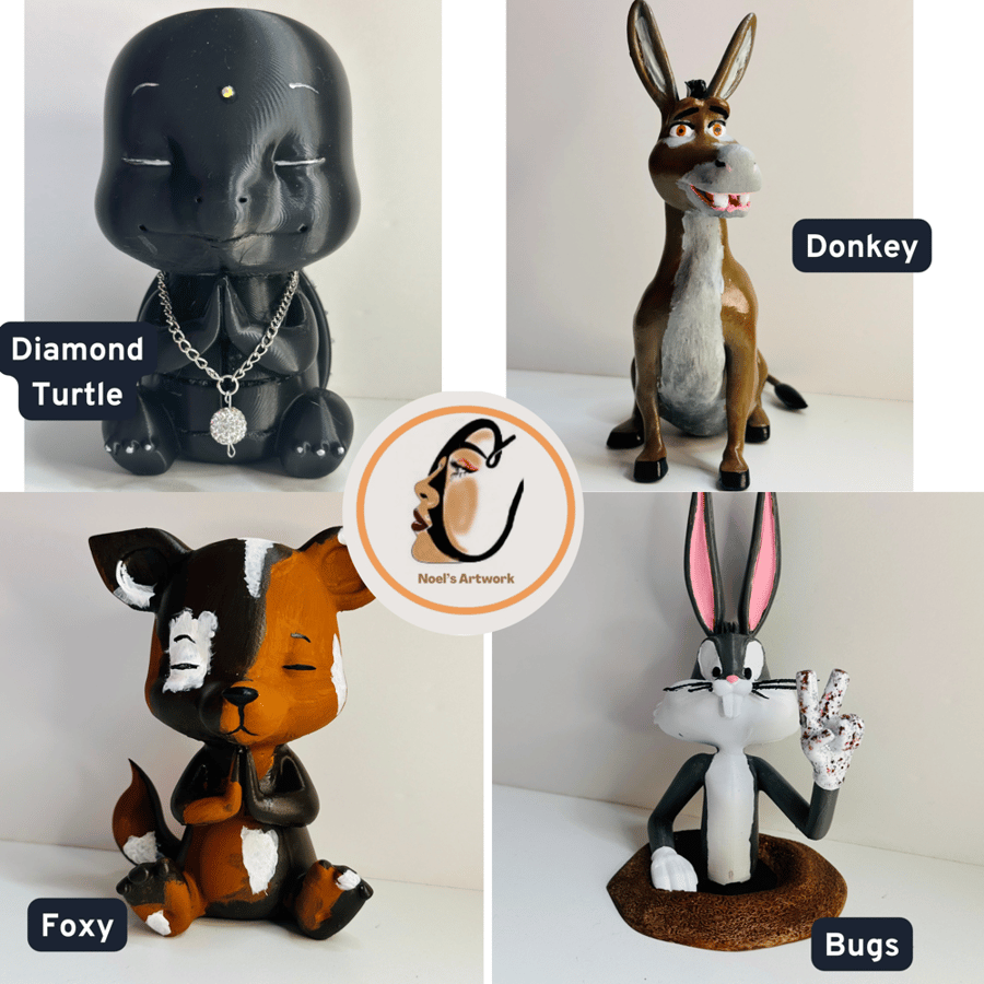 Image of Hand Painted Animal Figurines -3D Printed