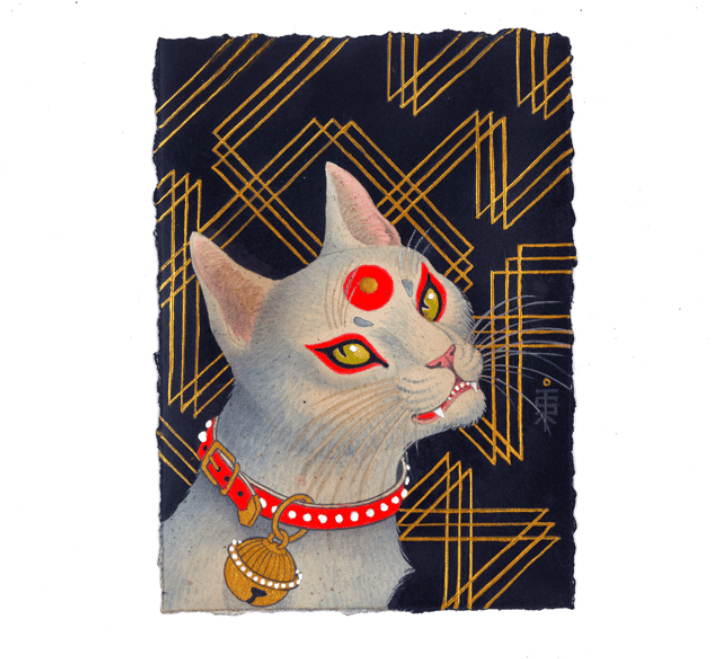 Image of WHITE CAT W/BELL
