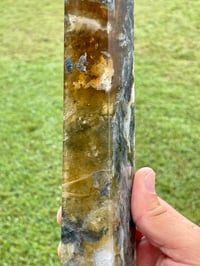 Image 7 of Yellow Fluorite And Moss Agate Obelisk #1169