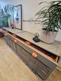 Image 11 of Mid Century Luxury Sideboard Nathan | Curved Teak Sideboard Railings Grey