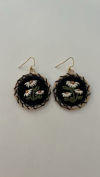 Image 1 of Embroidered Earrings 2 - White Floral