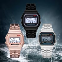 Image 4 of Steel Strap Watches Women Watch Men Business Clock Multifunction LED Digtal Sports Wrist Watch Elect