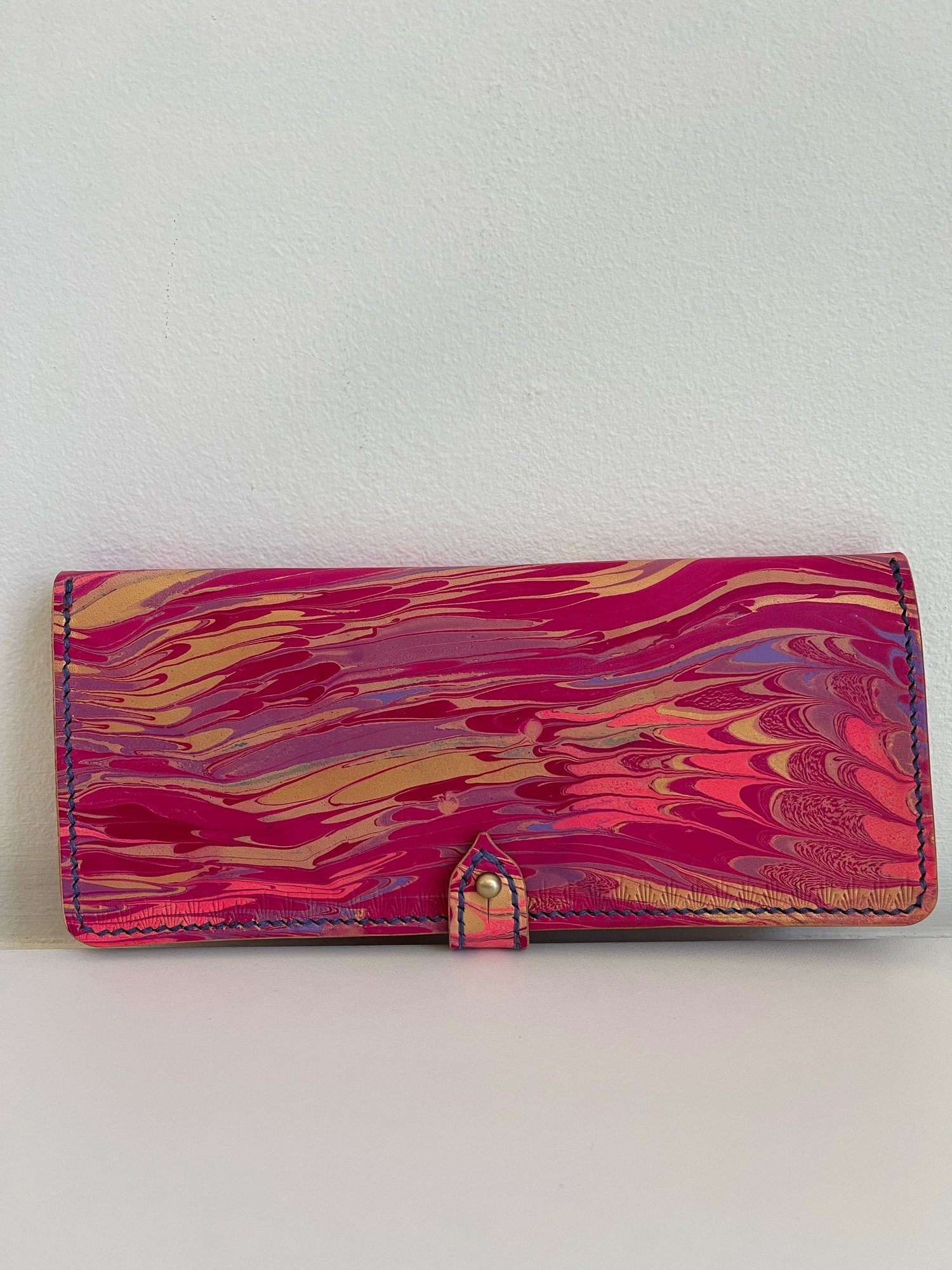 Image of Pink/Gold Marbled Long Wallet
