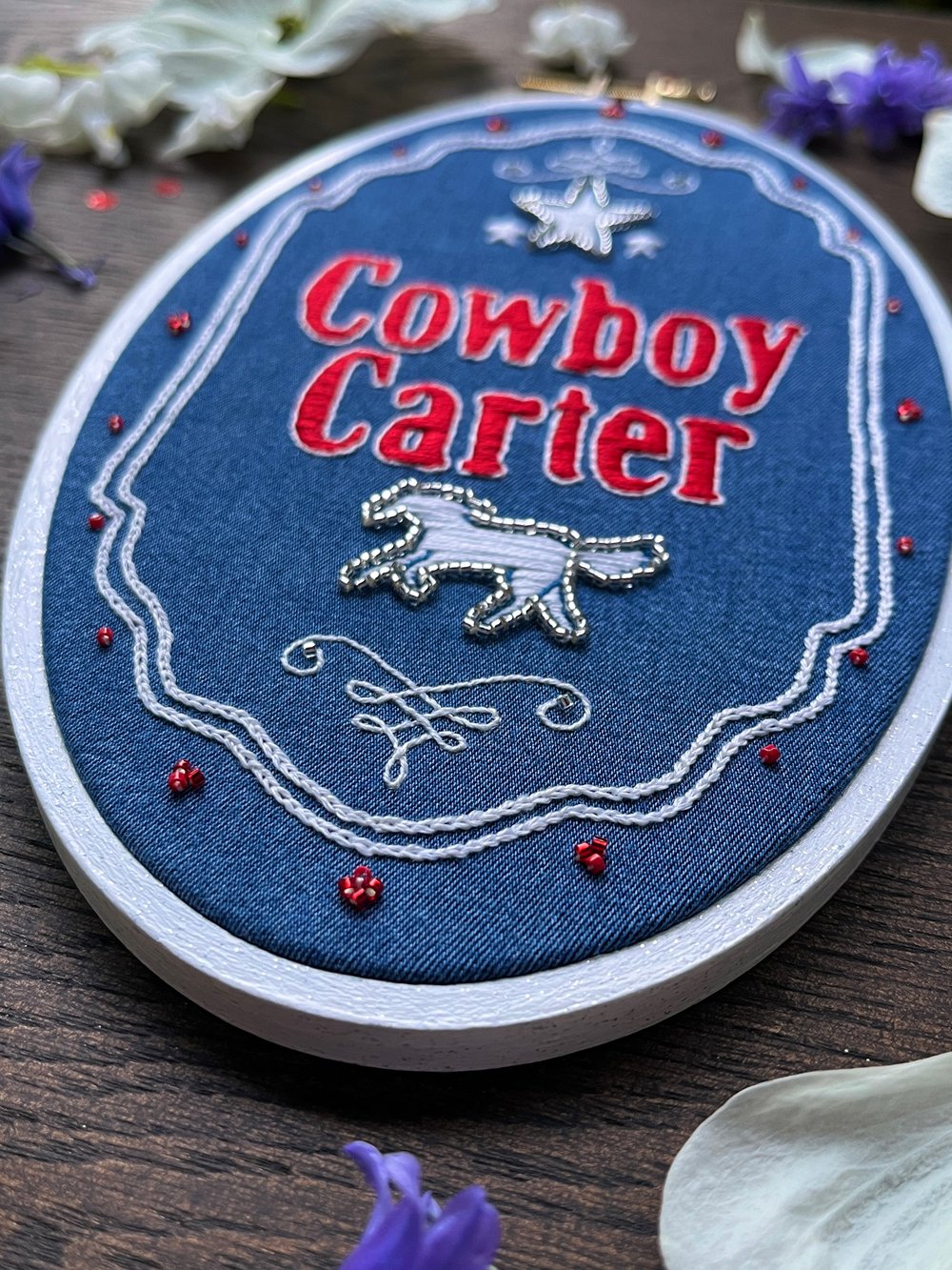 Image of Cowboy Carter Embroidered and Beaded Hoop