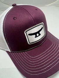 Maroon/white Embroidery Patch Richardson Trucker