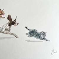 Image 4 of ORIGINAL ARTWORK - Cat Chase - 65x25cm