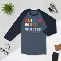 Image 2 of Quilter3x distressed 3/4 sleeve raglan shirt