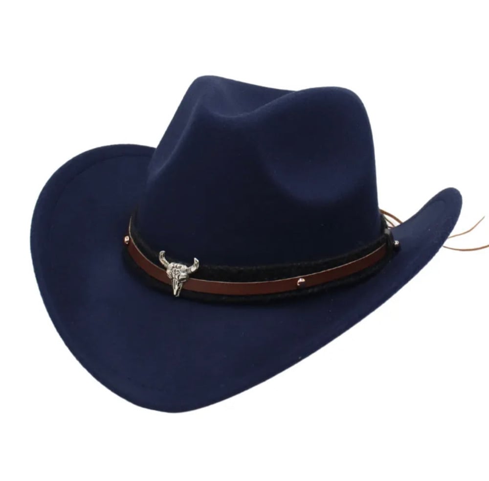 Image of Unisex Basic Cowboy Style Solid Color Big EavesFedora Hat