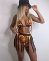 Blazed Flame Print Triangle Cage Bra