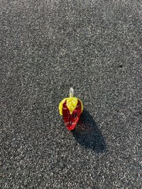 Image 1 of 3 leaf translucent Red Elvis Strawberry pendant 