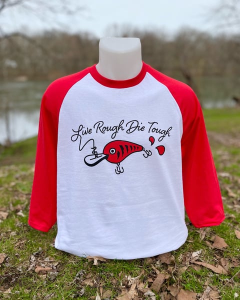 Image of White / Red “Deep Diver” Baseball Tee