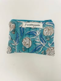 Image 1 of *EN STOCK* Porte-monnaie intérieur enduit indien bleu
