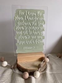 Image 1 of A5 Handlettered Bible Verse Clear Acrylic Plaque 