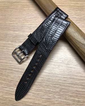 Image of Black Tegu extra thin watch strap - Hourglass Cut