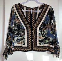 Image 3 of FREE PEOPLE v neck tie sleeve button front top