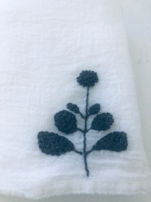 Image of Lille hand embroidered grey flower towel