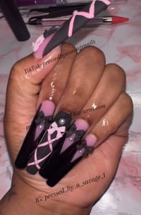 Image 2 of Pink & Black Coquette French Press On Set