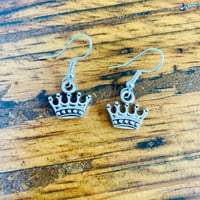 Image 1 of Set of 5 pairs of tiara crown charm earrings