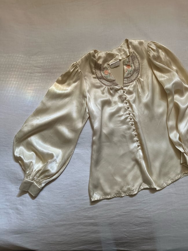 70s Gunne Sax satin poet sleeve blouse