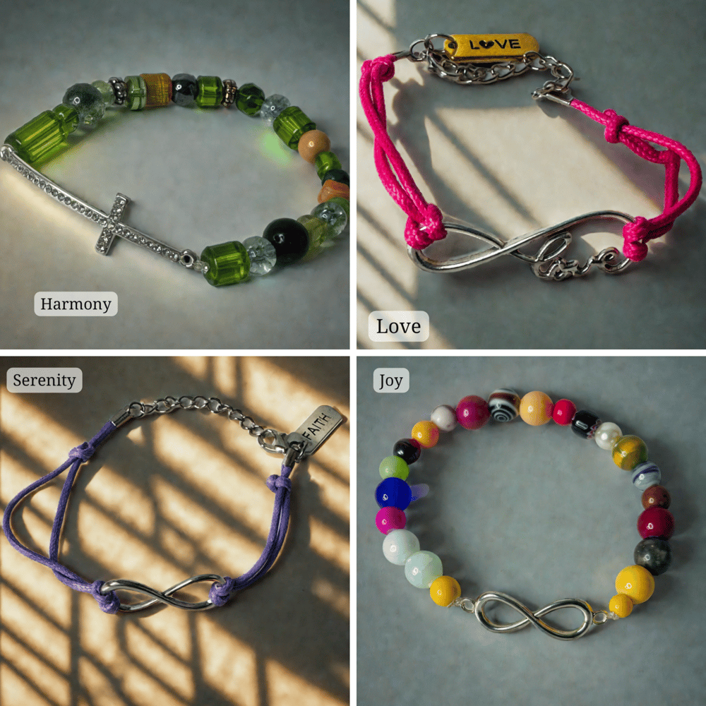 Image of Handmade Beaded Bracelets – Faith, Love, Serenity, and Inspirational Charm Jewelry