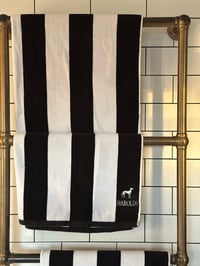 Image 1 of Harolds Signature Pool Towel - Black & White Stripe
