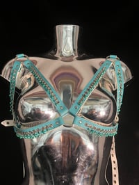 Image 1 of SAMPLE Turquoise beaded Cage Bra - SIZE - L