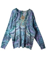 Image 2 of XXL Unisex Adult Waffle Long Sleeve Shirt in Mermaid Geode Ice Dye