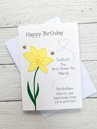 Image 1 of Handmade March Daffodil Birth Flower Card - Elegant Birthday Card for March Birthdays