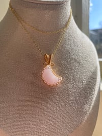 Image 3 of Gold Rose Quartz Moon  Crystal Necklace