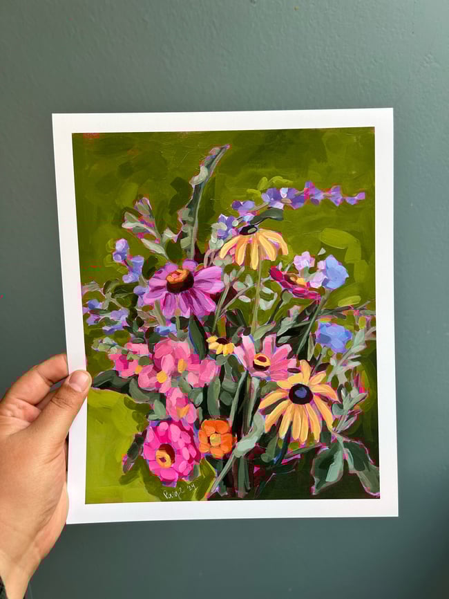 Charteuse Wildflower Print, 9x11"