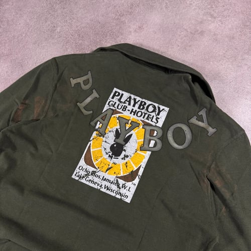 Image of 2000s Playboy Longsleeve Polo Shirt, Size Medium