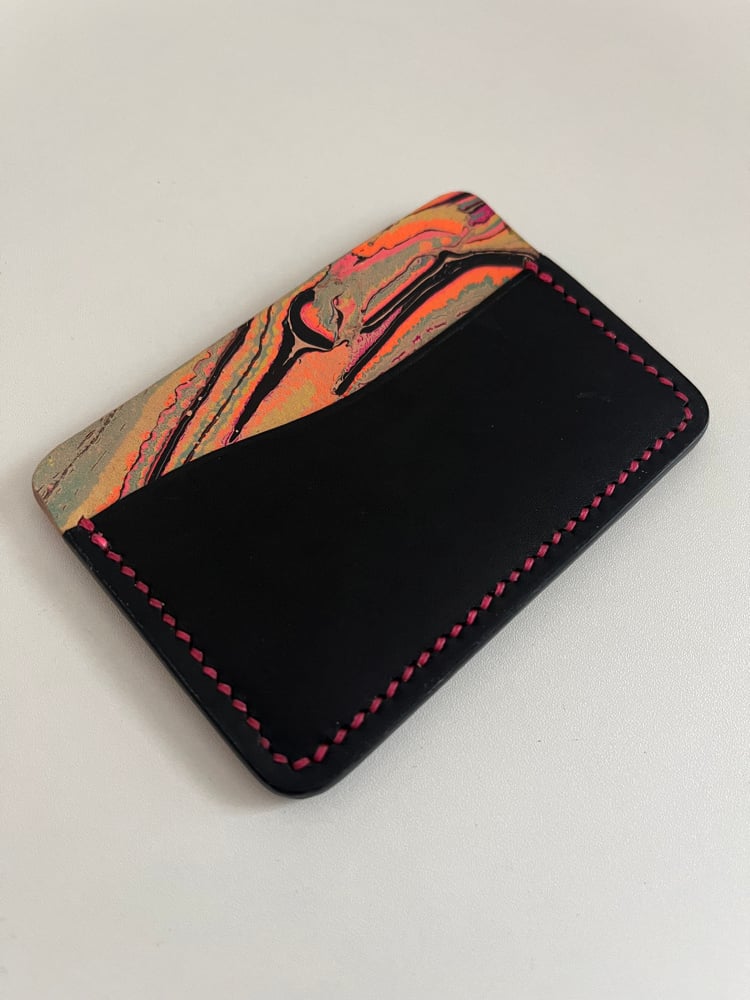 Image of Marbled Horizontal Cardholder (Black/Neon Pink)