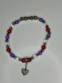 Image 2 of Pink & Purple Heart Tumbler Charm Bracelet | Valentines Cup Accessory