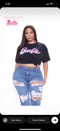 Image 2 of BARBIE SHORT SLEVE TOP (BLACK)