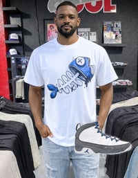 Fish Bone 9s T-shirt (White/French Blue/Grey)