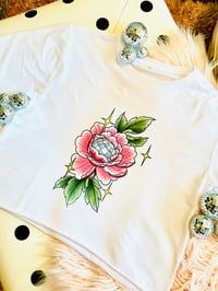 Image 1 of Disco Peony/ Tattoos for Every Body Crop Tee