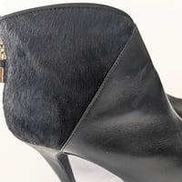Image 5 of ...me Too Chic Black Leather & Cow Fur Ankle Boots