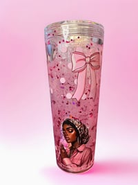 Image 3 of Custom 24oz Pink Glitter Tumbler for Christian Women - Faith & Prayer Gift