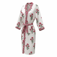 Image 2 of Block Printed Waffle Dressing gown 