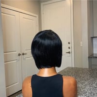 Image 2 of MARY | Glossy 100% Human Hair Salt & Pepper Bob Wig with Blunt Bangs